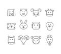 Simple Set of vector thin line icons Chinese Zodiac Royalty Free Stock Photo