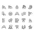 Simple Set of Voting Related Vector Line Icons. Contains such Icons as Raising Hands, Ratings of Candidates, Electronic voting and