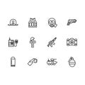 Simple set war, army, anti terrorism, battle illustration line icon. Contains such icons body armor, gas mask, chemical