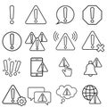 Simple Set of Warnings Related Vector Icons. Contains such signs as Alert, Exclamation illustration sign collection. Warning symb Royalty Free Stock Photo