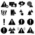 Simple Set of Warnings Related Vector Icons. Contains such signs as Alert, Exclamation illustration sign collection.  Warning symb Royalty Free Stock Photo