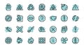 A simple set of WARNINGS, thin vector lines. Contains ICONS such as a warning, exclamation mark, reuse, warning sign