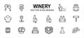 Simple Set of winery drink Related Vector icon user interface graphic design. Contains such Icons as wine, grape, beverage,