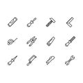 Simple set work tools, repair tools for locksmith and craft workshop for foreman vector line icon. Contains such icons Royalty Free Stock Photo