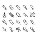 Simple set of writing tools Related Vector Lines Icons. Royalty Free Stock Photo