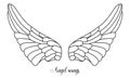 Simple shape of angel wings, black line on white Royalty Free Stock Photo