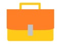 A simple shape of an orange golden yellow hand carried business suitcase white backdrop