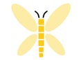 A Simple shape outline symbol of a yellow butterfly white backdrop