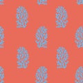 Simple shaped blue corals vector seamless pattern