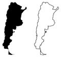 Simple only sharp corners map of Argentina Argentine republic