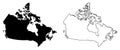 Simple only sharp corners map of Canada vector drawing. Mercat