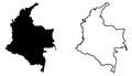 Simple only sharp corners map of Colombia vector drawing. Merc
