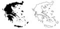 Simple only sharp corners map of Greece vector drawing. Mercat