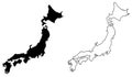 Simple only sharp corners map of Japan vector drawing. Filled Royalty Free Stock Photo