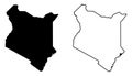 Simple only sharp corners map of Kenya vector drawing. Mercato