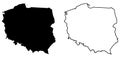 Simple only sharp corners map of Poland vector drawing. Mercat