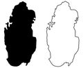 Simple only sharp corners map - State of Qatar vector drawing.
