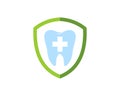 Simple shield with healthy tooth inside Royalty Free Stock Photo