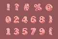 Simple shiny numeric symbols set 3d render illustration