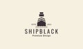 Simple ship vintage with sea logo vector icon illustration design