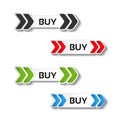 Simple shopping cart, menu items, buttons with arrows - labels, stickers on the white background