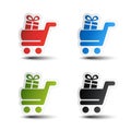 Simple shopping cart, trolley with gift, item, button