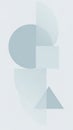 Minimalist abstract composition featuring overlapping translucent geometric shapes in soft pastel blue and grey tones arranged Royalty Free Stock Photo