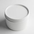 White Plastic Jar with Lid and Screw Threads Isolated on White Background Royalty Free Stock Photo