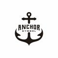 Silhouette anchor logo design for boat ship navy nautical transport, with vintage retro style Royalty Free Stock Photo