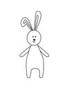 A simple silhouette of a cartoon hare or rabbit. Primitive outline, a funny toy, a fantasy.