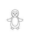 A simple silhouette of a cartoon penguin. Primitive outline, a funny toy, a fantasy.