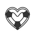 Simple silhouette of a lifebuoy in the shape of a heart