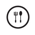 Simple silhouette Logo Spoon and fork icons on circle vector