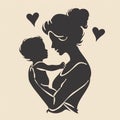 Simple silhouette for Mother\'s Day universally recognizable elegant image that evokes the essence of motherhood.