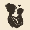 Simple silhouette for Mother\'s Day universally recognizable elegant image that evokes the essence of motherhood.