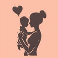 Simple silhouette for Mother\'s Day universally recognizable elegant image that evokes the essence of motherhood.