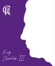 Simple silhouette profile of King Charles III. British monarch. Vector illustration. Head side view profile silhouette