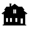 Simple silhouette of a twostory house with windows and chimney Royalty Free Stock Photo