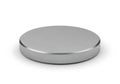 A simple silver button cell battery isolated on a white background Royalty Free Stock Photo