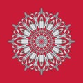 Simple silver circular pattern on red background