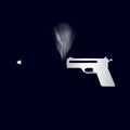 Simple silver smoking hand gun and shoot bullet eps10