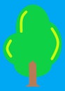 A simple simplified graphic representation of a tall tree against a blue backdrop