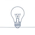 A simple, single-line drawing of a light bulb on a white background. The outline is Royalty Free Stock Photo