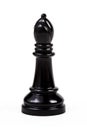 Simple single shiny black bishop chess piece figure symbol alone, isolated on white background, object cut out, game piece