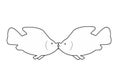 a simple sketch of a couple of kissing fish