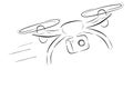 Simple Sketch : Fly and fast Moving Drone, at white Background