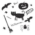 Simple sketch of Halloween objects