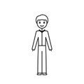 simple sketch male character, teacher, black outline office worker, editable line, for coloring book, vector