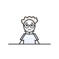 simple sketch scared guy sitting at the desk student doodle vector illustration pencil drawing with black outline