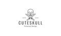 simple skull and sword line logo symbol icon vector graphic design illustration